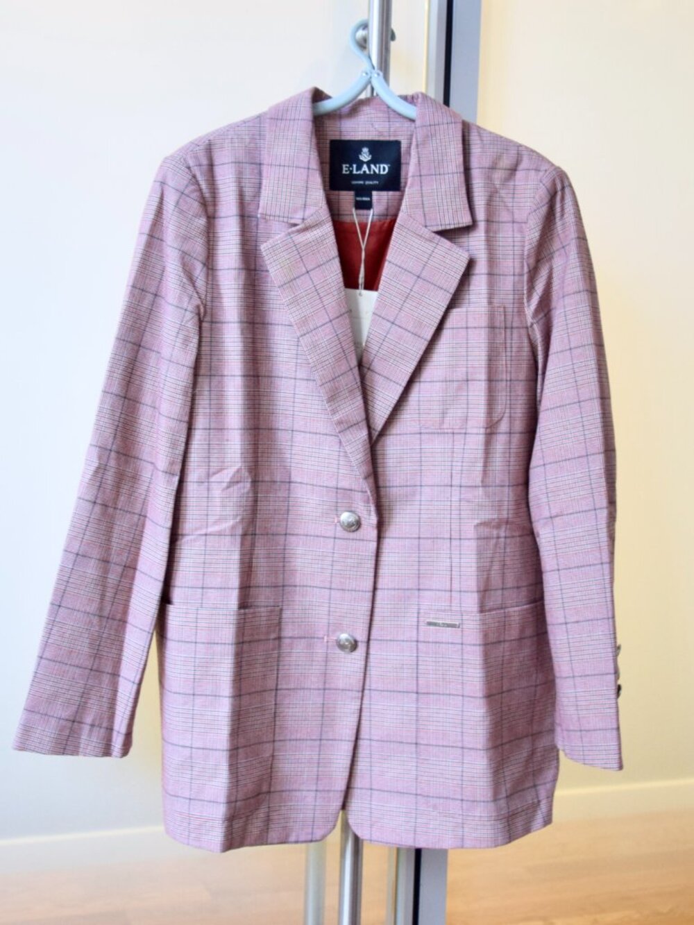 Red Plaid Blazer Women Jacket - Eland